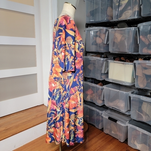 Touch Express Tropical Floral Flower Dress Stretch Knit Travel Vacation Size L - Picture 3 of 15